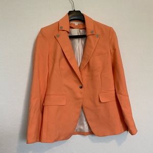 Veronica Beard Dickey Jacket Blazer Peach Orange Snap Closure Removable Collar 6